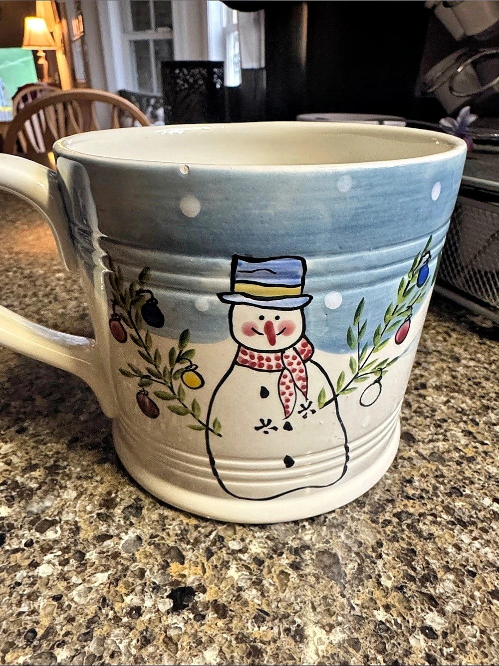Bath & Body Works Holiday 1997 Snowman Mug Snowman Holiday Mug Blue & White
